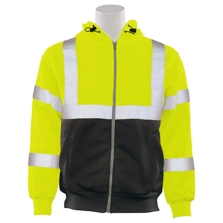 ERB SAFETY Sweatshirt, Hooded, Hi-Viz, Lime/Black, 6X 62992